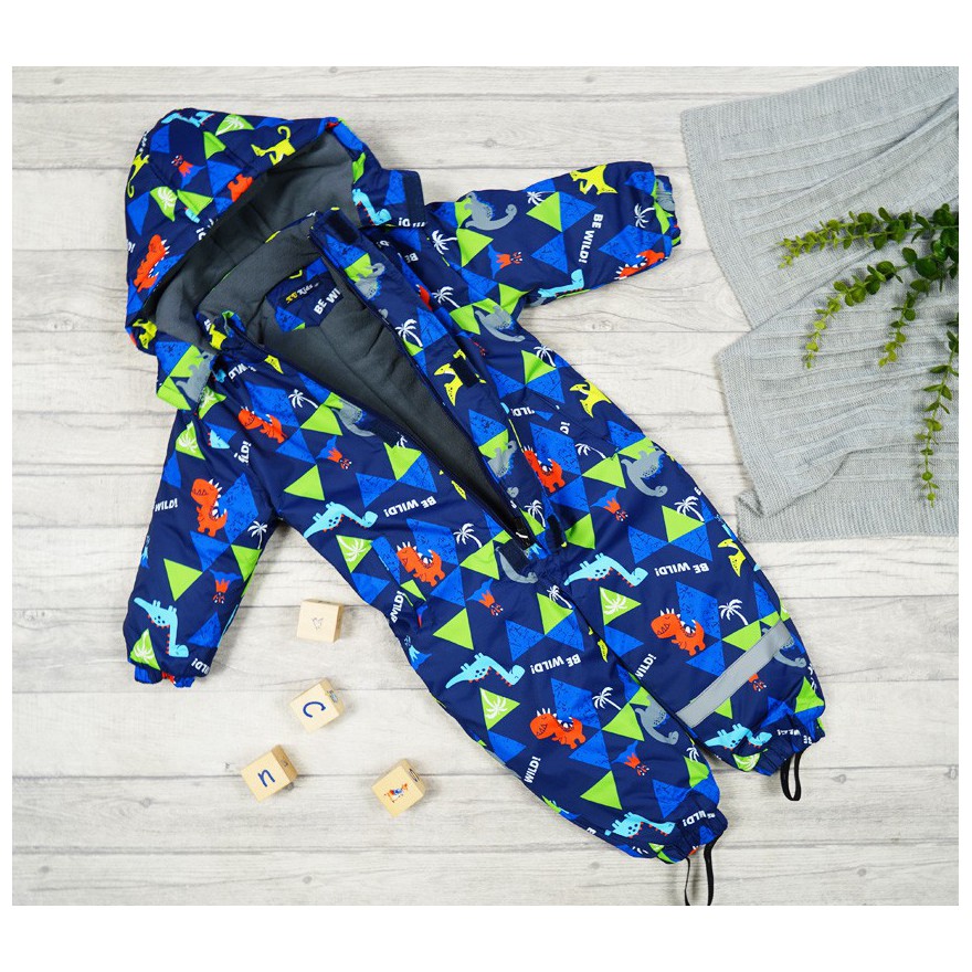 ZIMOWY KOMBINEZON jednoczęściowy GRANAT w dinozaury