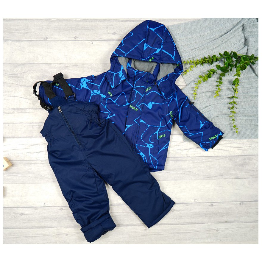 ZIMOWY KOMBINEZON dwuczęściowy w niebieskie SPORTS kurtka + spodnie