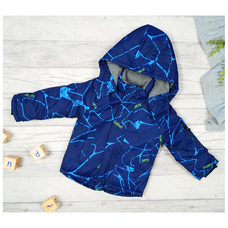 ZIMOWY KOMBINEZON dwuczęściowy w niebieskie SPORTS kurtka + spodnie