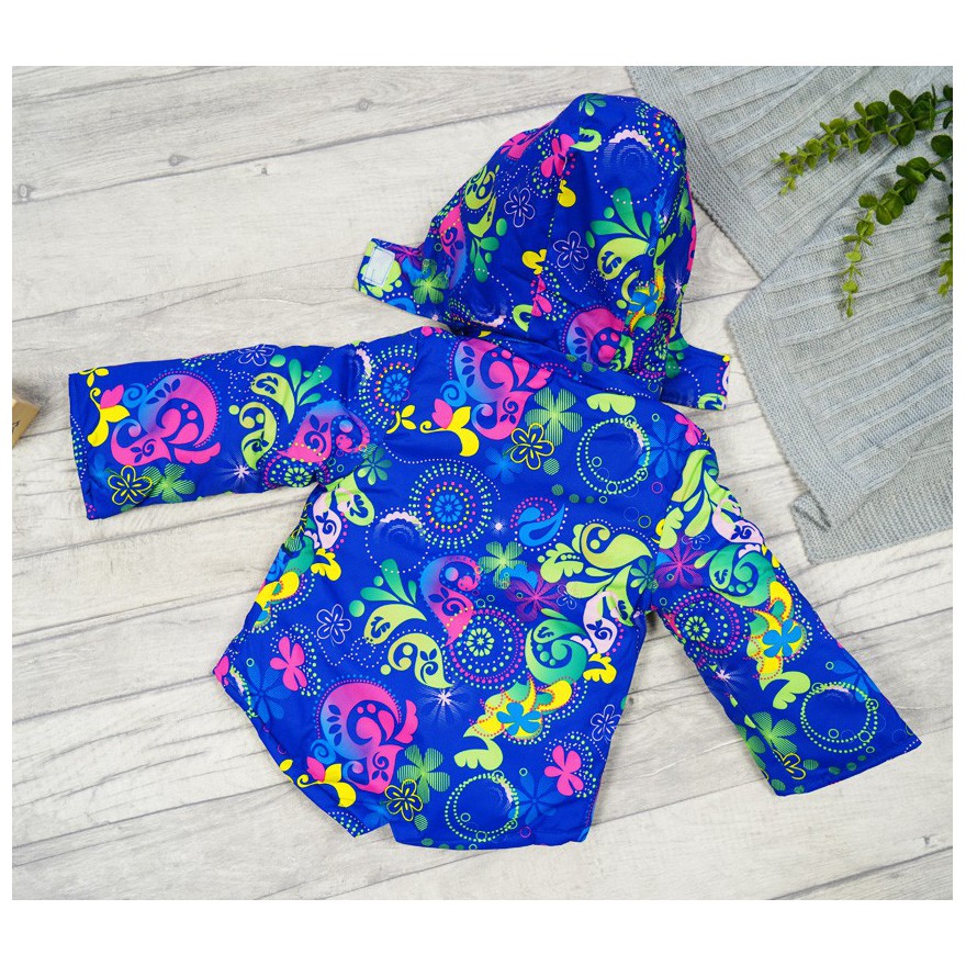 ZIMOWY KOMBINEZON dwuczęściowy GRANAT KWIATY kurtka + spodnie