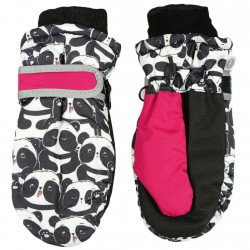 Czarno- różowe rękawiczki na śnieg narty PANDA 1P r.110-116