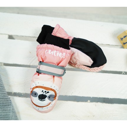 Różowe rękawiczki na śnieg narty LENIWIEC 1P r.98-104