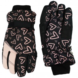 Czarno- różowe rękawiczki narciarskie 5P SERCA r.110-140