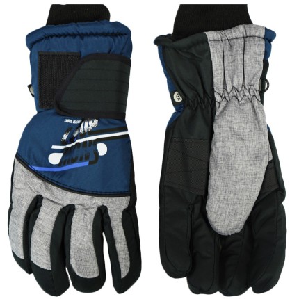 Granatowo- szare rękawiczki nieprzemakalne 5P SNOWBOARD r.146-170