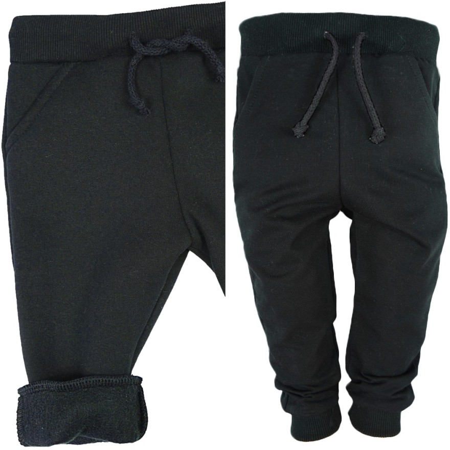 Czarne spodnie dresowe ocieplane wiązane jesień zima