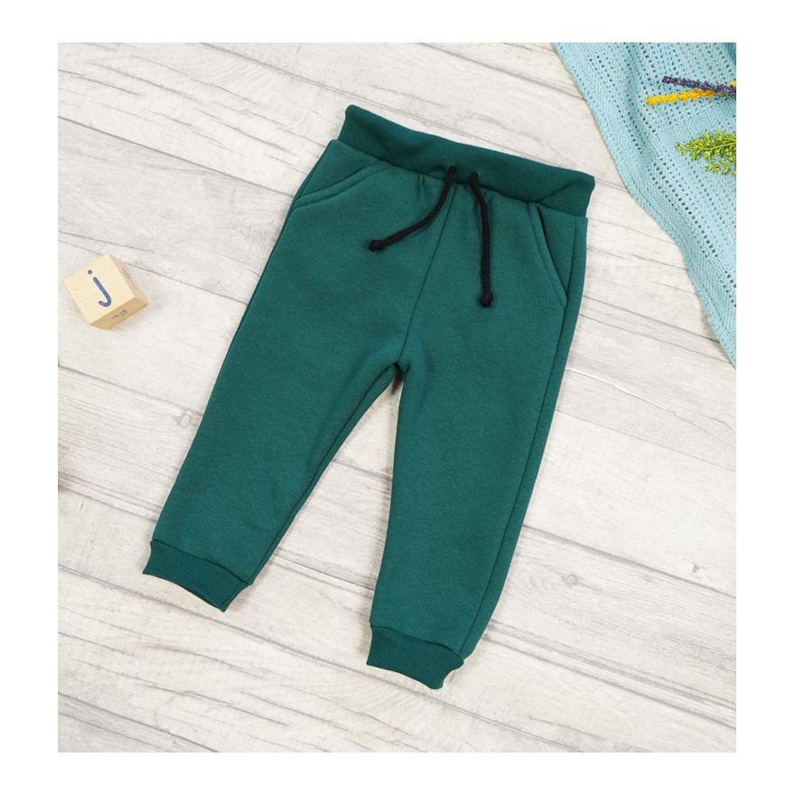 Butelkowe spodnie dresowe ocieplane wiązane jesień zima