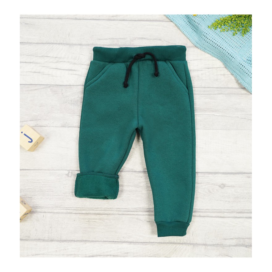 Butelkowe spodnie dresowe ocieplane wiązane jesień zima