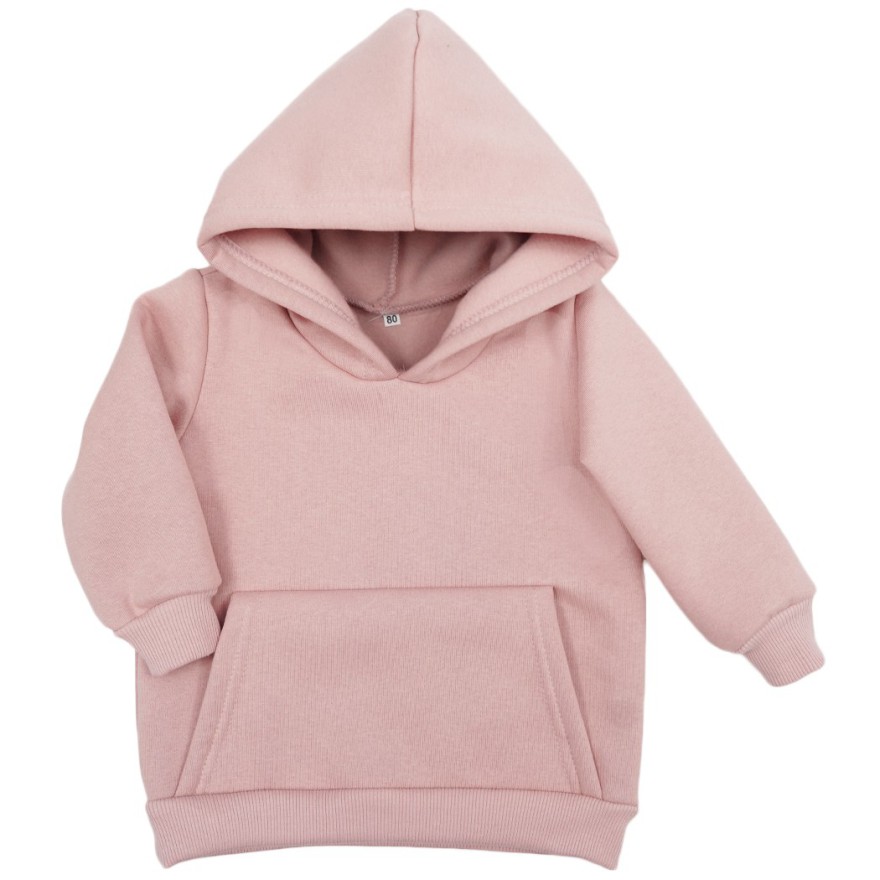 Pudrowy róż BLUZA ocieplana dresowa kangurka z kapturem