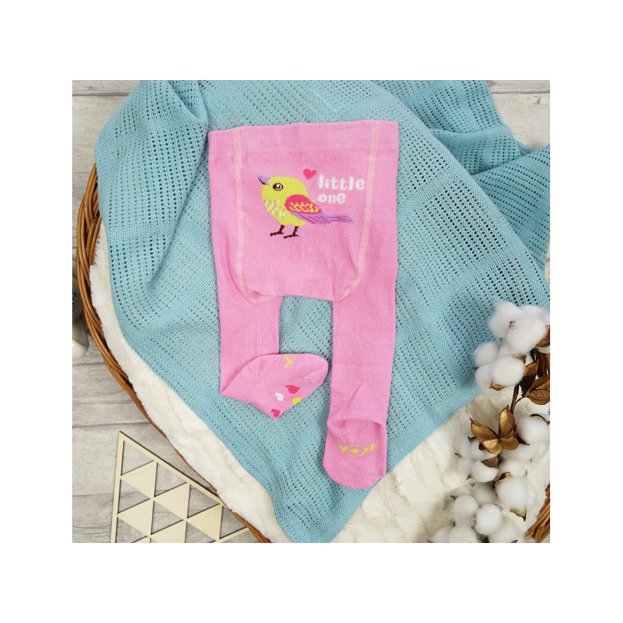 RAJSTOPY dziecięce różowe ptaszek little one wzór 661