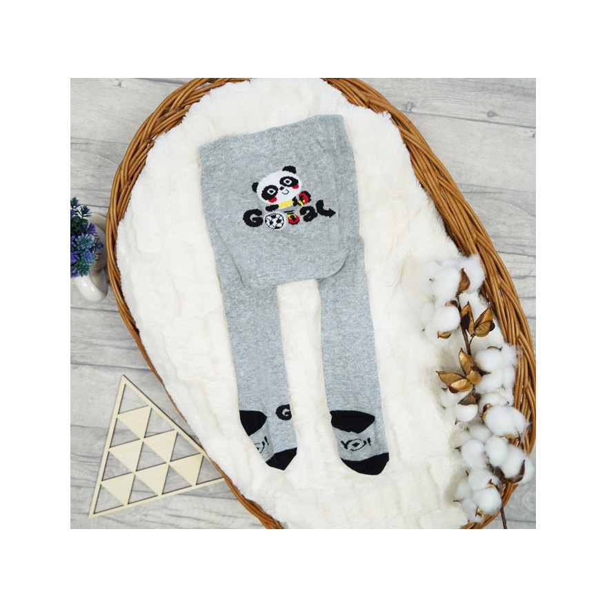 RAJSTOPY dziecięce szare panda gooal wzór 666