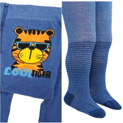 RAJSTOPY dziecięce niebieskie cool tiger wzór 667