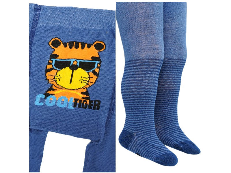 RAJSTOPY dziecięce niebieskie cool tiger wzór 667