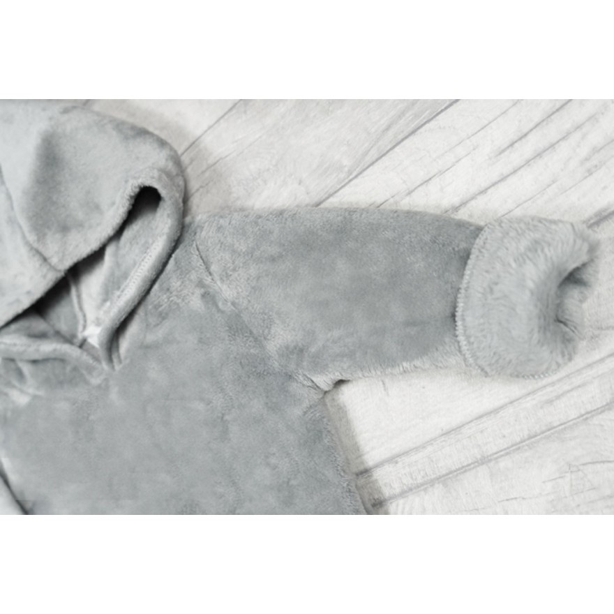 Szara BLUZA pluszowa ciepła kangurka z kapturem