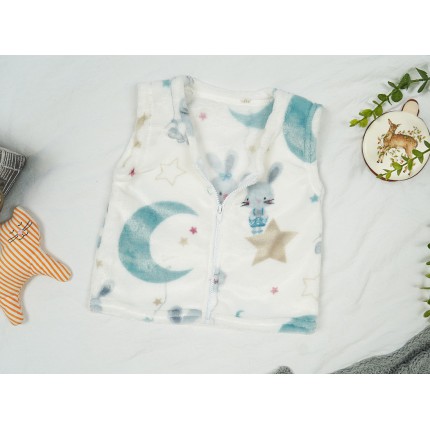 Biała KAMIZELKA pluszowa ciepła MYSZKA bezrękawnik