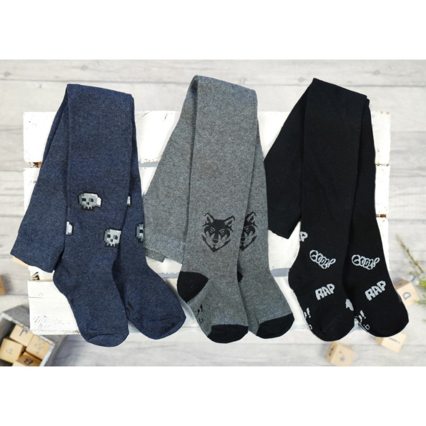 3pak RAJSTOPY bawełniane wilk czaszka chłopiece