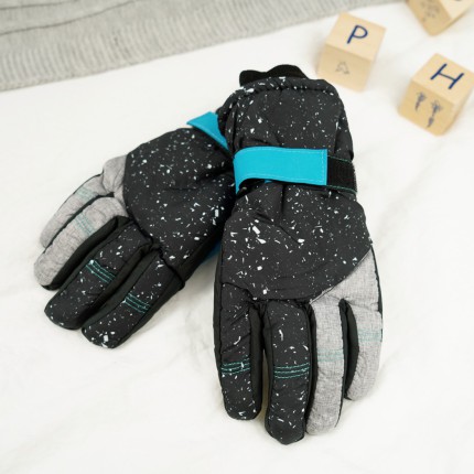 Czarno- szare rękawiczki narciarskie 5P CIAPKI r.146-170