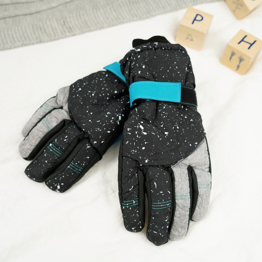 Czarno- szare rękawiczki narciarskie 5P CIAPKI r.146-170