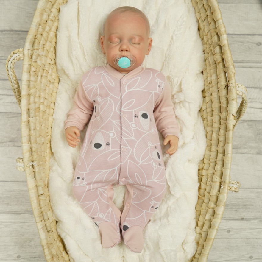 Pajac pajacyk bawełniany różowy w misie  wzór 339r