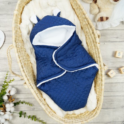 Granatowy otulacz śpiworek ocieplany do wózka fotelika nosidełka