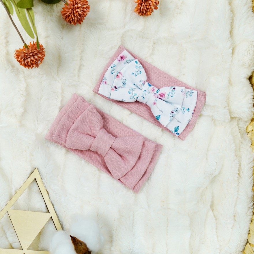 2pak OPASKA różowa dziewczęca z kokardą w kwiaty