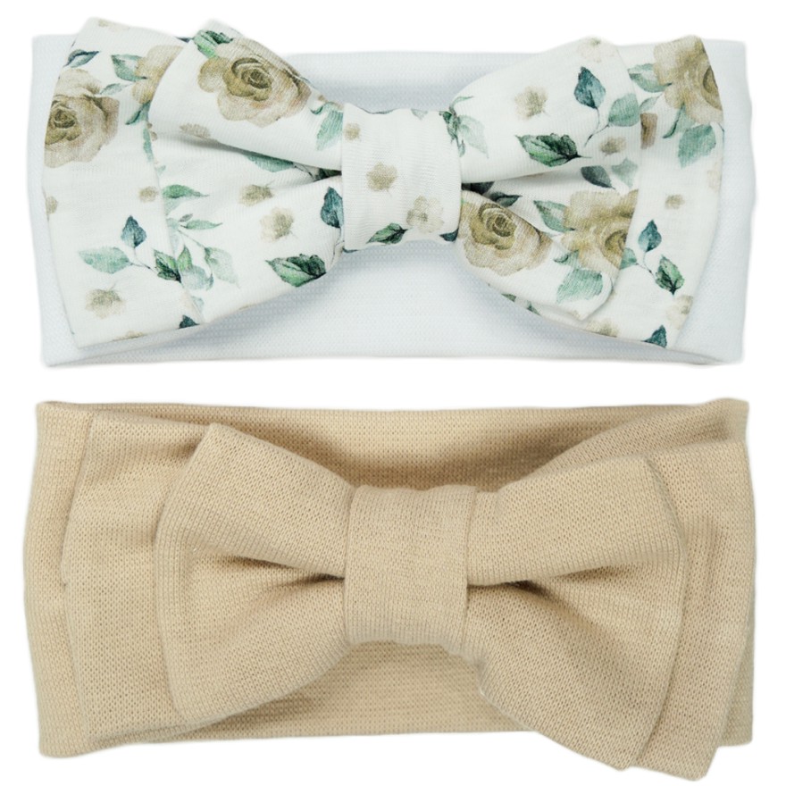 2pak OPASKA biało- beżowa dziewczęca z kokardą w kwiaty