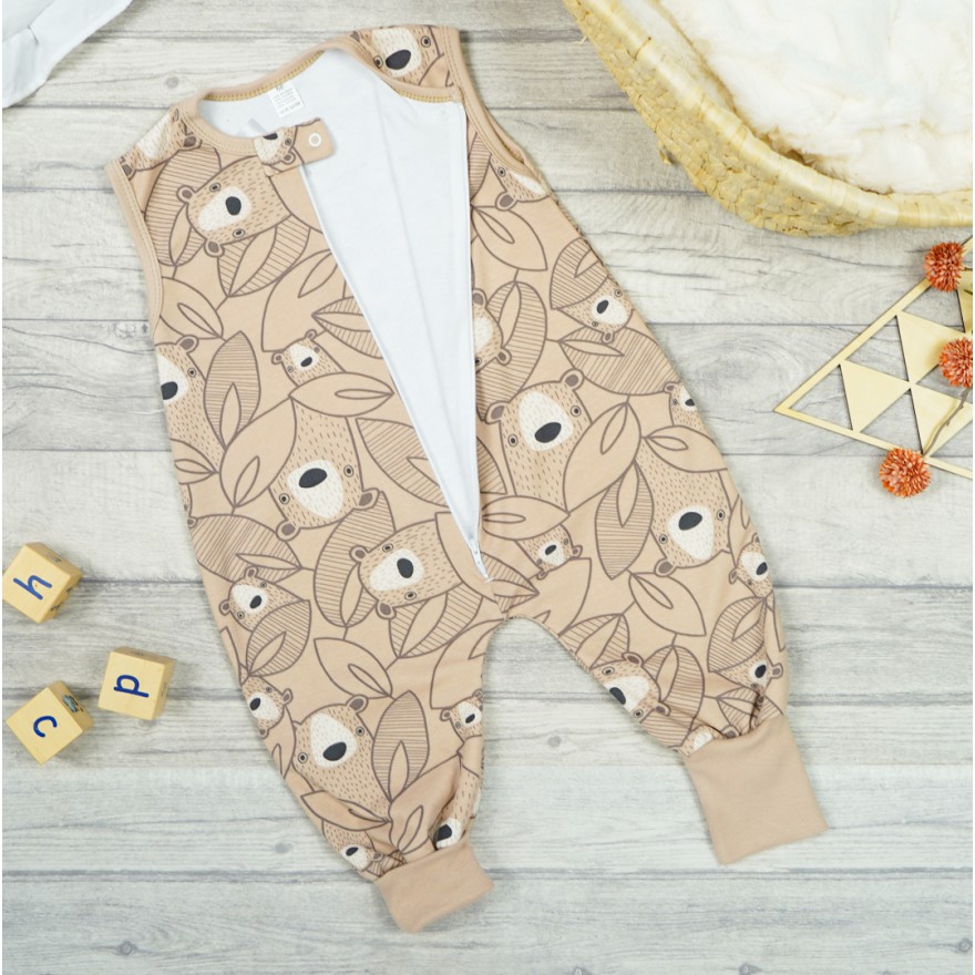 Beżowy ŚPIWÓR śpiworek z nogawkami rosnący w misie w.339b do spania