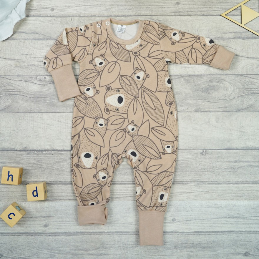 Pajac bez stópek RAMPERS beżowy w misie pajacyk rosnący 339b