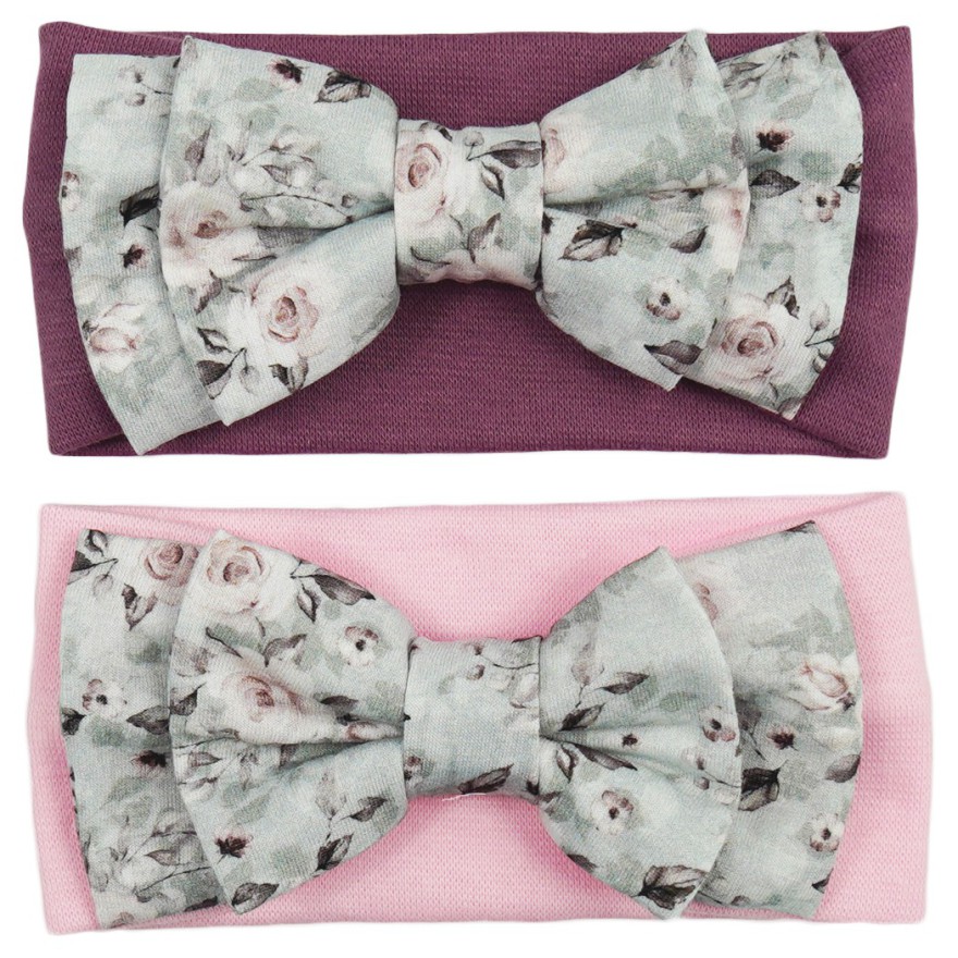 2pak OPASKA róż - bakłażan dziewczęca z kokardą w kwiaty