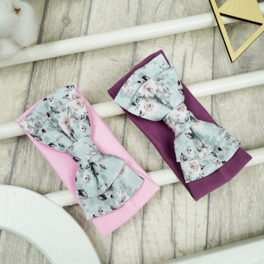 2pak OPASKA róż - bakłażan dziewczęca z kokardą w kwiaty