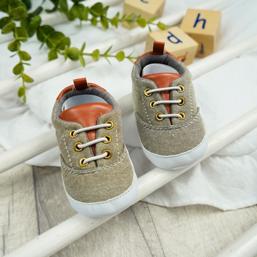 Trampki buty NIECHODKI BUCIKI ciemny beż z brązowym