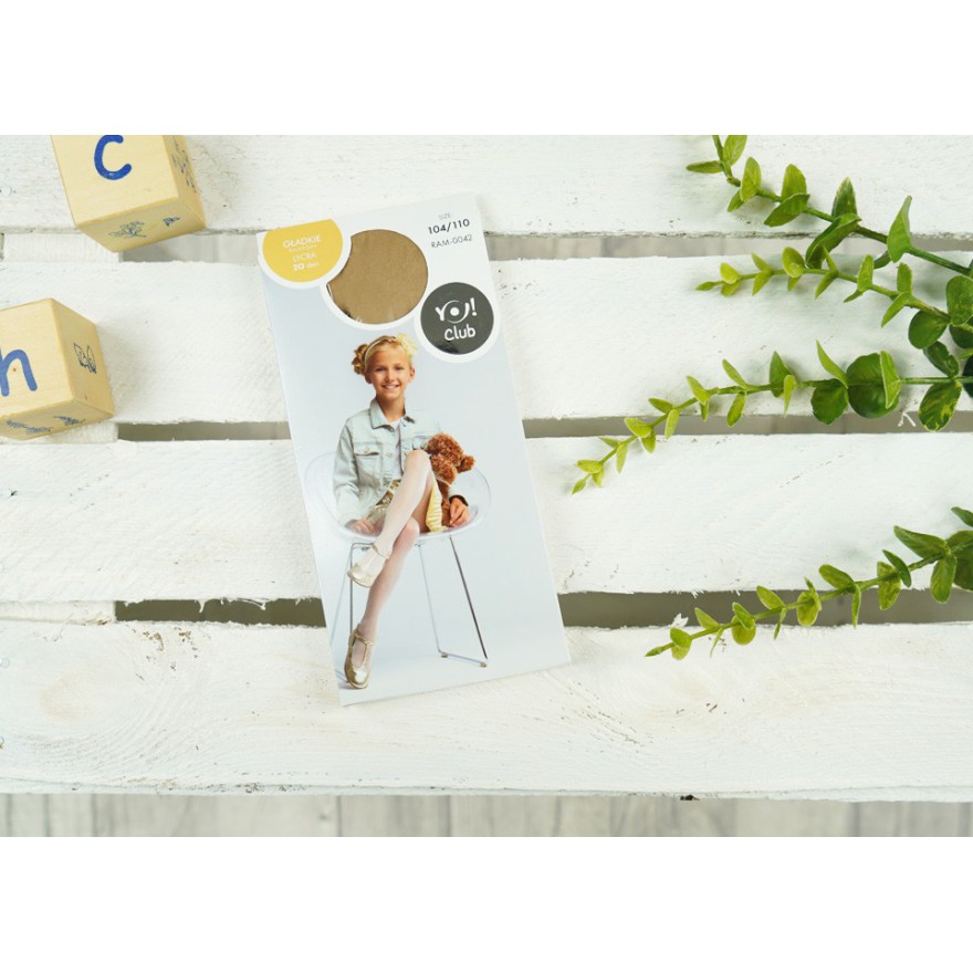 Jasny beż RAJSTOPY dziewczęce LYCRA cieliste rajstopki 20 DEN Yo!