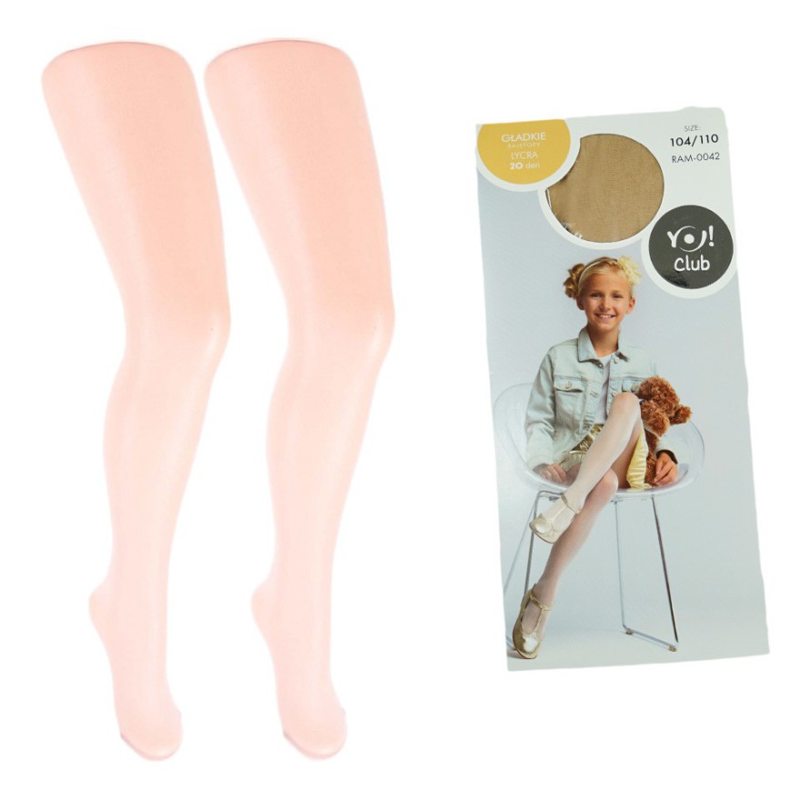 Jasny beż RAJSTOPY dziewczęce LYCRA cieliste rajstopki 20 DEN Yo!
