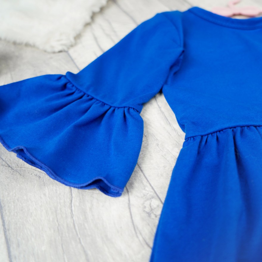 Chabrowa SUKIENKA IGA z falbanką przy rękawach wesele