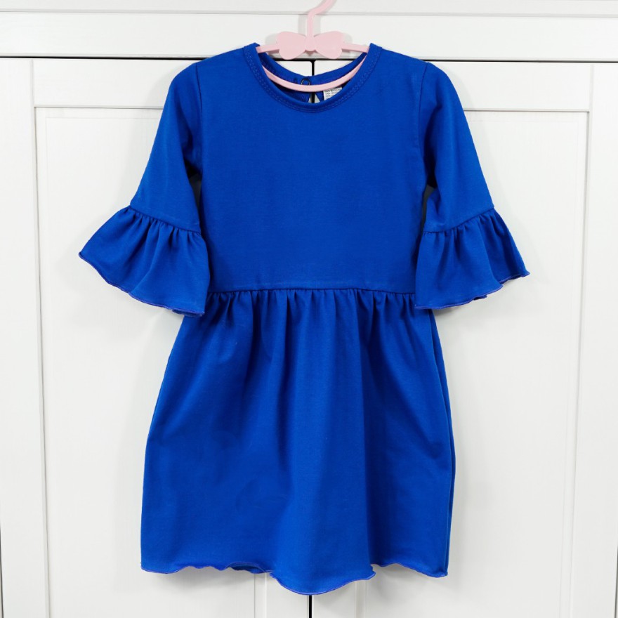 Chabrowa SUKIENKA IGA z falbanką przy rękawach wesele