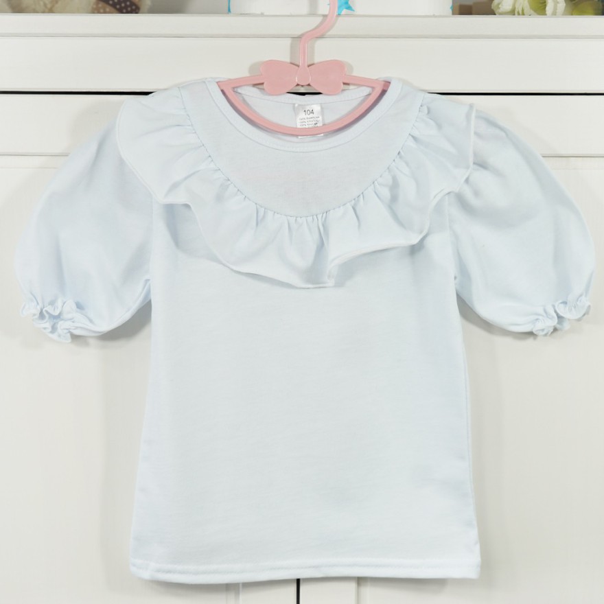 Biała BLUZKA POLA z falbanką na dekolcie koszulka dziewczęca szkoła