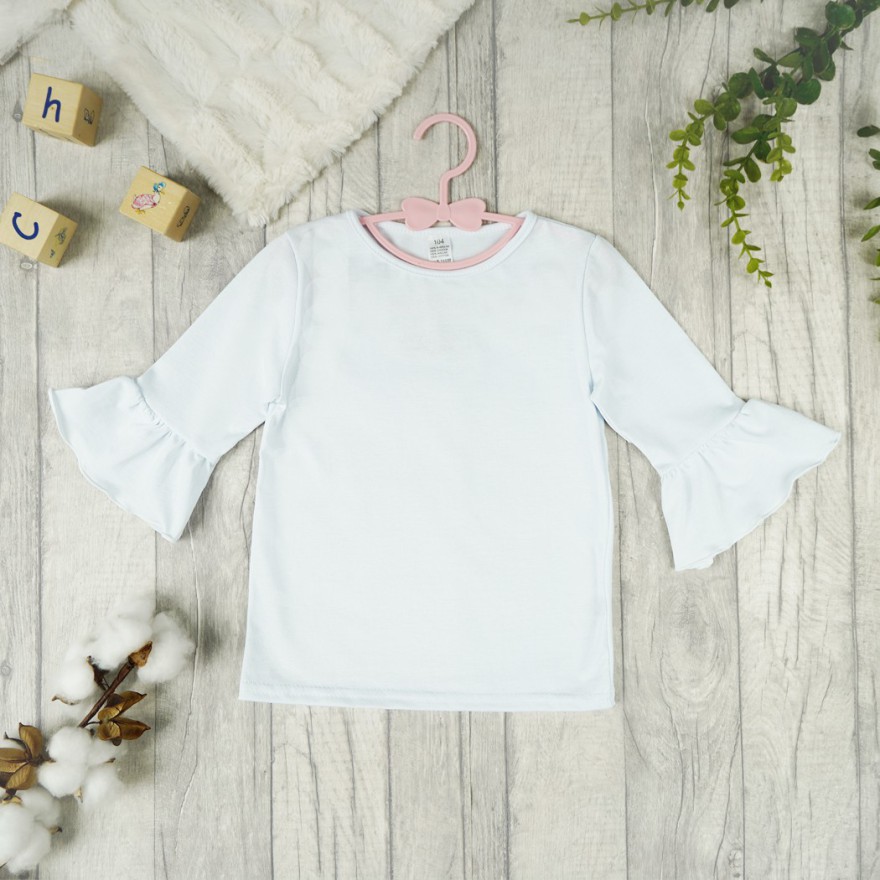 Biała BLUZKA IGA z falbanką przy rękawach koszulka dziewczęca szkoła święta