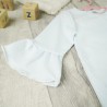 Biała BLUZKA IGA z falbanką przy rękawach koszulka dziewczęca szkoła