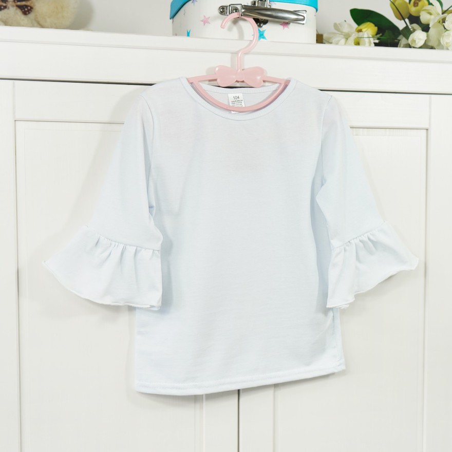 Biała BLUZKA IGA z falbanką przy rękawach koszulka dziewczęca szkoła święta