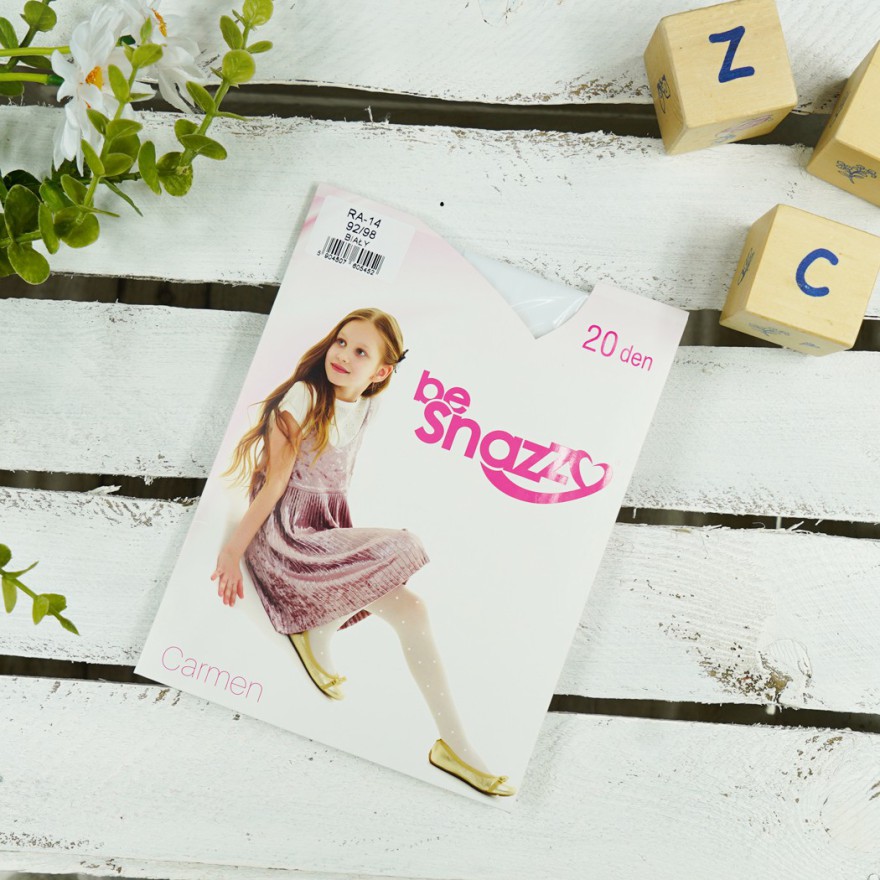 Białe RAJSTOPY dziewczęce mikrofibra w kropki rajstopki 20 DEN Carmen KOMUNIA