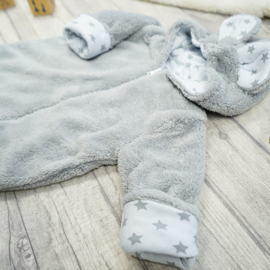 SZARY KOMBINEZON GWIAZDKI PAJAC 0-12M wiosna jesień