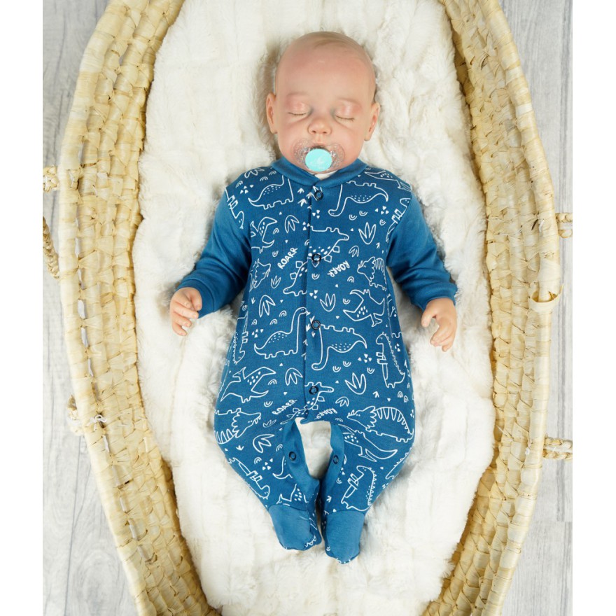 WCZEŚNIAK pajac pajacyk jeans w dinozaury wzór 421j