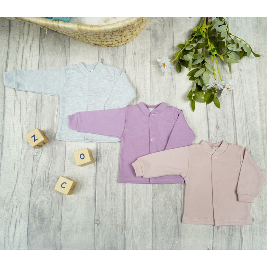 3pak WCZEŚNIAK KAFTANIK koszulka bawełniany niemowlęcy róż wrzos szary