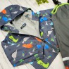 KOMBINEZON przeciwdeszczowy dwuczęściowy GRAFIT DINO kurtka + spodnie wiosna/jesień