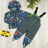 KOMBINEZON przeciwdeszczowy dwuczęściowy GRAFIT DINO kurtka + spodnie wiosna/jesień