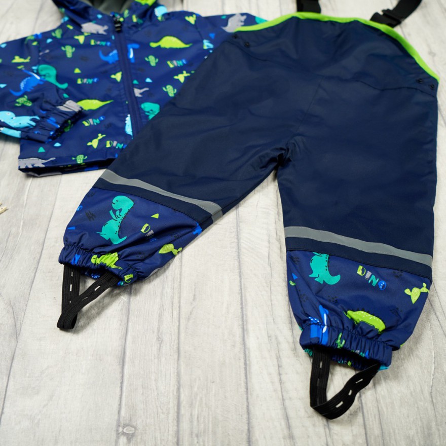 KOMBINEZON przeciwdeszczowy dwuczęściowy GRANAT DINO kurtka + spodnie wiosna/jesień