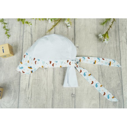 CZAPKA wiązana HELLO SUMMER z daszkiem na kark przeciw poceniu głowy