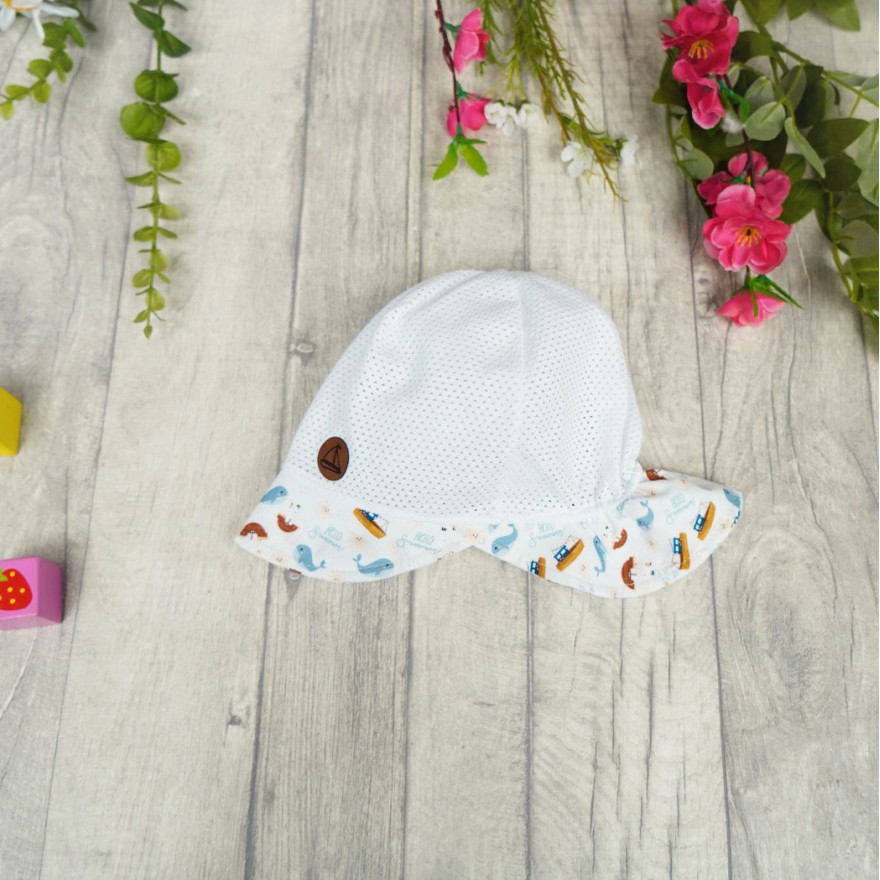 Biały KAPELUSZ Hello Summer czapka z daszkiem przeciw poceniu głowy