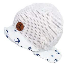 Biały KAPELUSZ KOTWICE czapka z daszkiem przeciw poceniu głowy