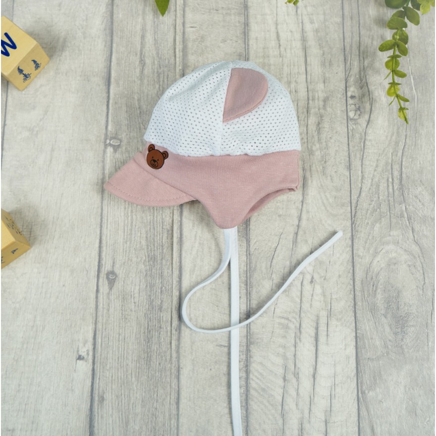 Biało- różowa CZAPKA Misio PRZECIW POCENIU GŁOWY lato