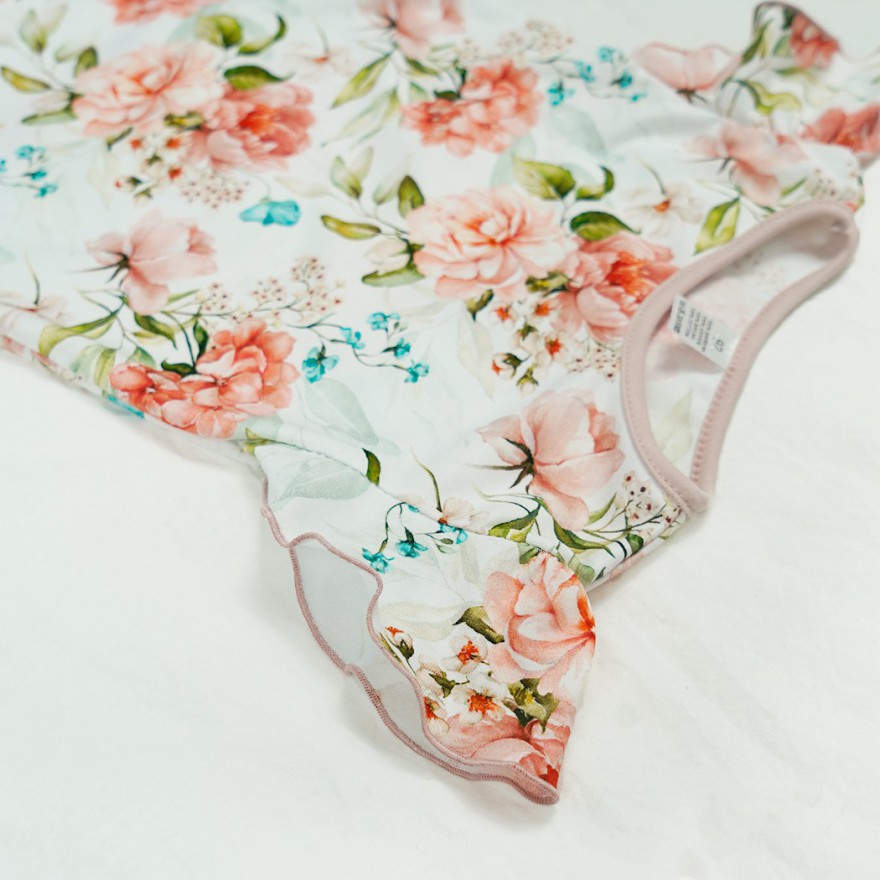 Kwiecista BLUZKA POLA z krótkim rękawem typu motylek koszulka w.422